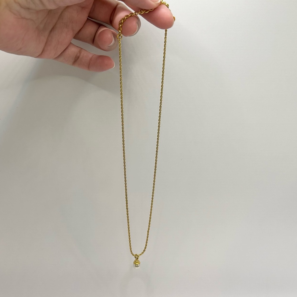 Christian Dior Gold Plated Necklace with Faux Pearl Pendant, Pouch Included - Picture 3 of 6